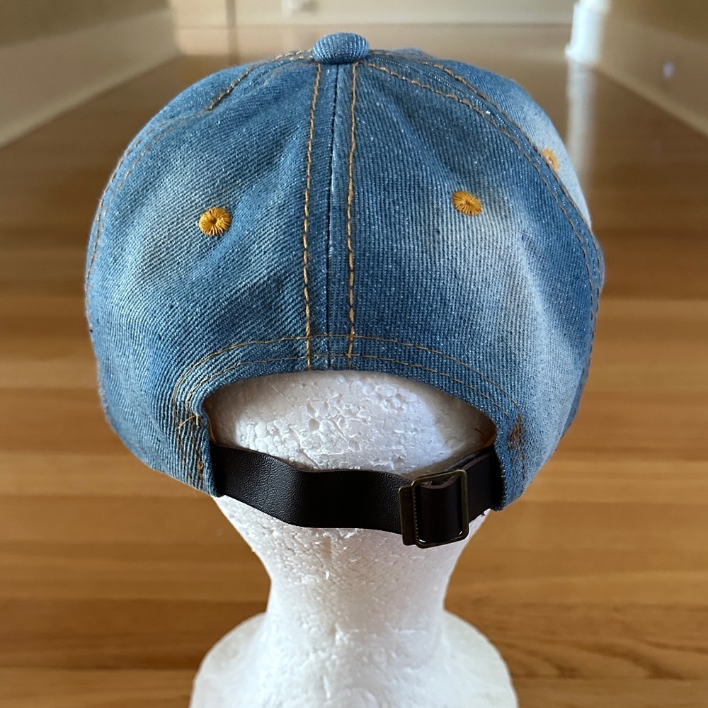 Bling Rhinestone Cross Cap Hat Indigo Soul Distressed Denim - Picture 5 of 13